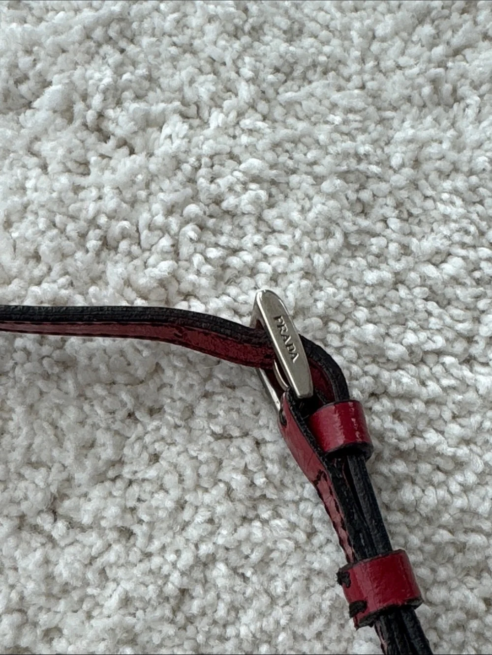 Prada Black and Red Leather-Trim Shoulder Bag